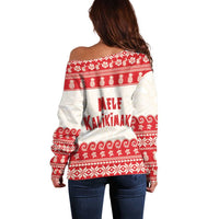 Red Mele Kalikimaka Hawaii Off Shoulder Sweater Funny Ho Ho Ho Santa Shaka LT14 - Polynesian Pride