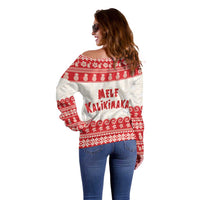 Red Mele Kalikimaka Hawaii Off Shoulder Sweater Funny Ho Ho Ho Santa Shaka LT14 - Polynesian Pride
