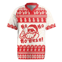 Red Mele Kalikimaka Hawaii Rugby Jersey Funny Ho Ho Ho Santa Shaka - Polynesian Pride