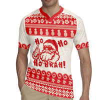 Red Mele Kalikimaka Hawaii Rugby Jersey Funny Ho Ho Ho Santa Shaka - Polynesian Pride