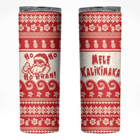 Red Mele Kalikimaka Hawaii Skinny Tumbler Funny Ho Ho Ho Santa Shaka LT14 Red - Polynesian Pride