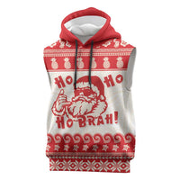Red Mele Kalikimaka Hawaii Sleeveless Hoodie Funny Ho Ho Ho Santa Shaka LT14 Red - Polynesian Pride