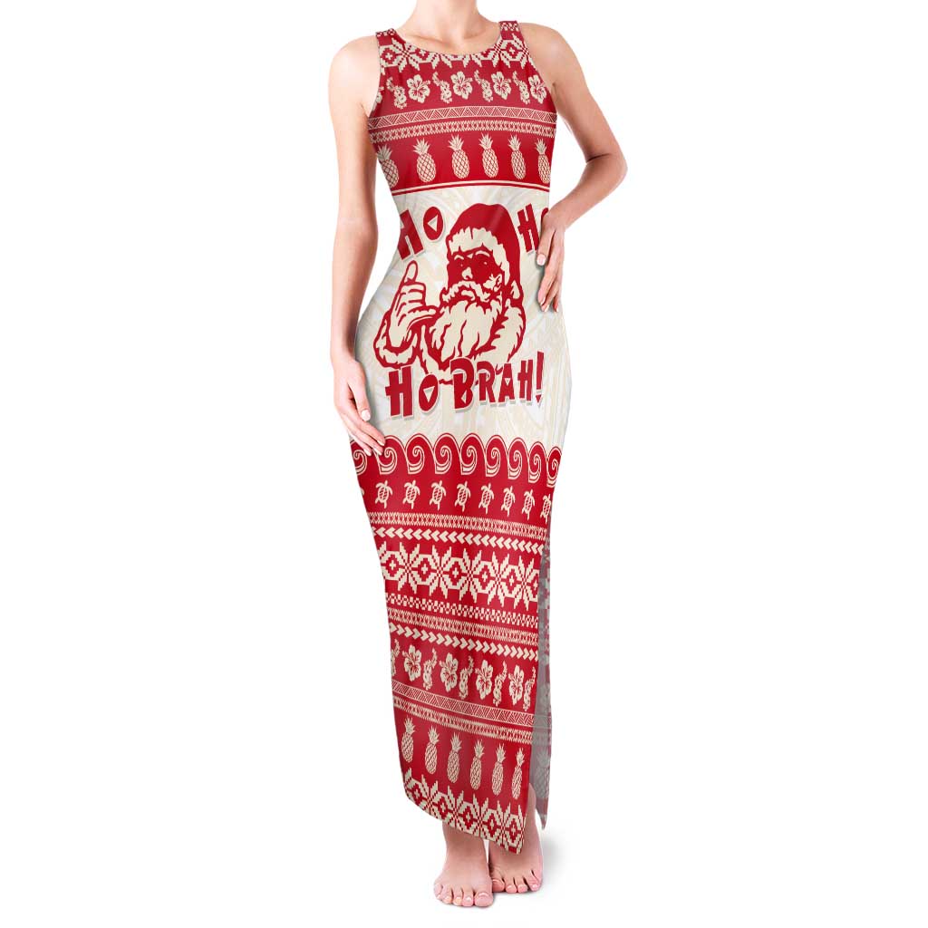 Red Mele Kalikimaka Hawaii Tank Maxi Dress Funny Ho Ho Ho Santa Shaka LT14 Women Red - Polynesian Pride