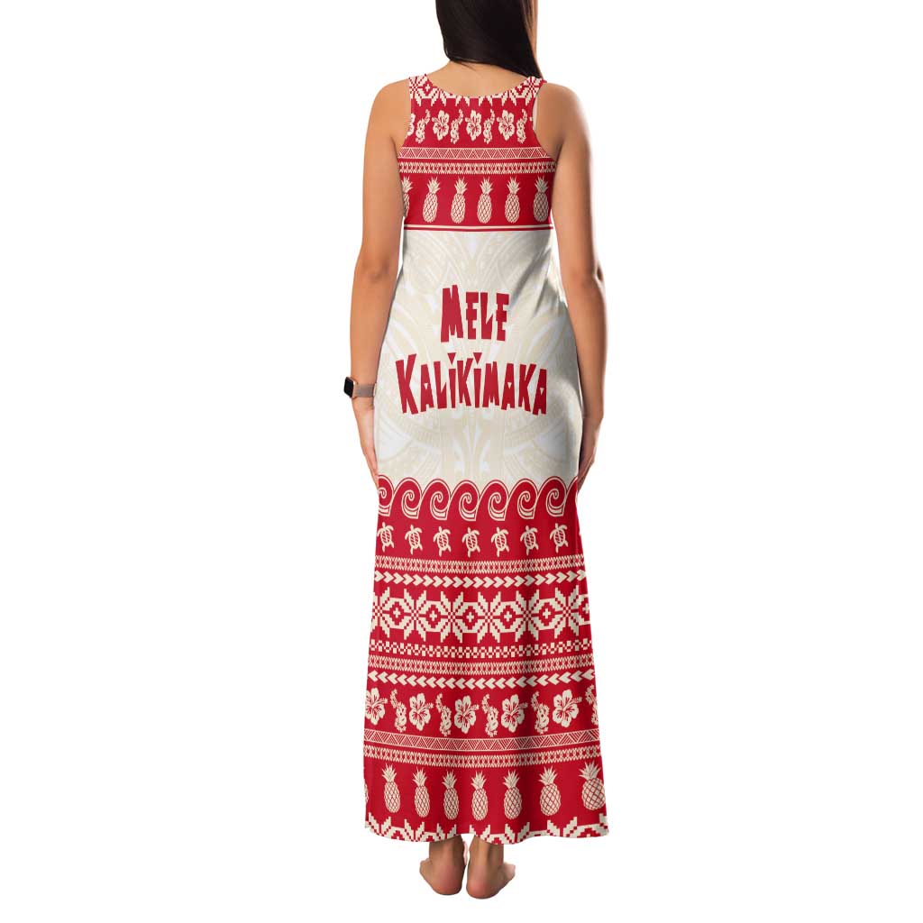 Red Mele Kalikimaka Hawaii Tank Maxi Dress Funny Ho Ho Ho Santa Shaka LT14 - Polynesian Pride