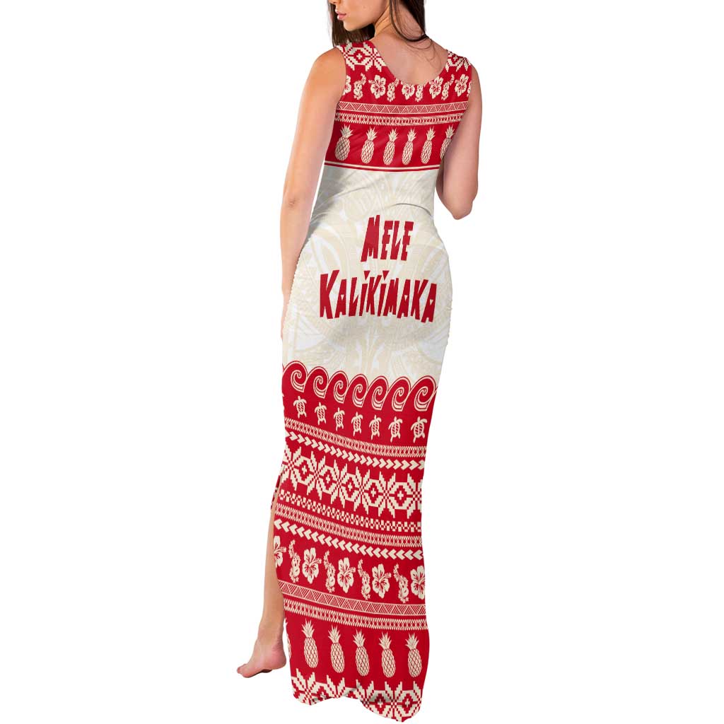 Red Mele Kalikimaka Hawaii Tank Maxi Dress Funny Ho Ho Ho Santa Shaka LT14 - Polynesian Pride