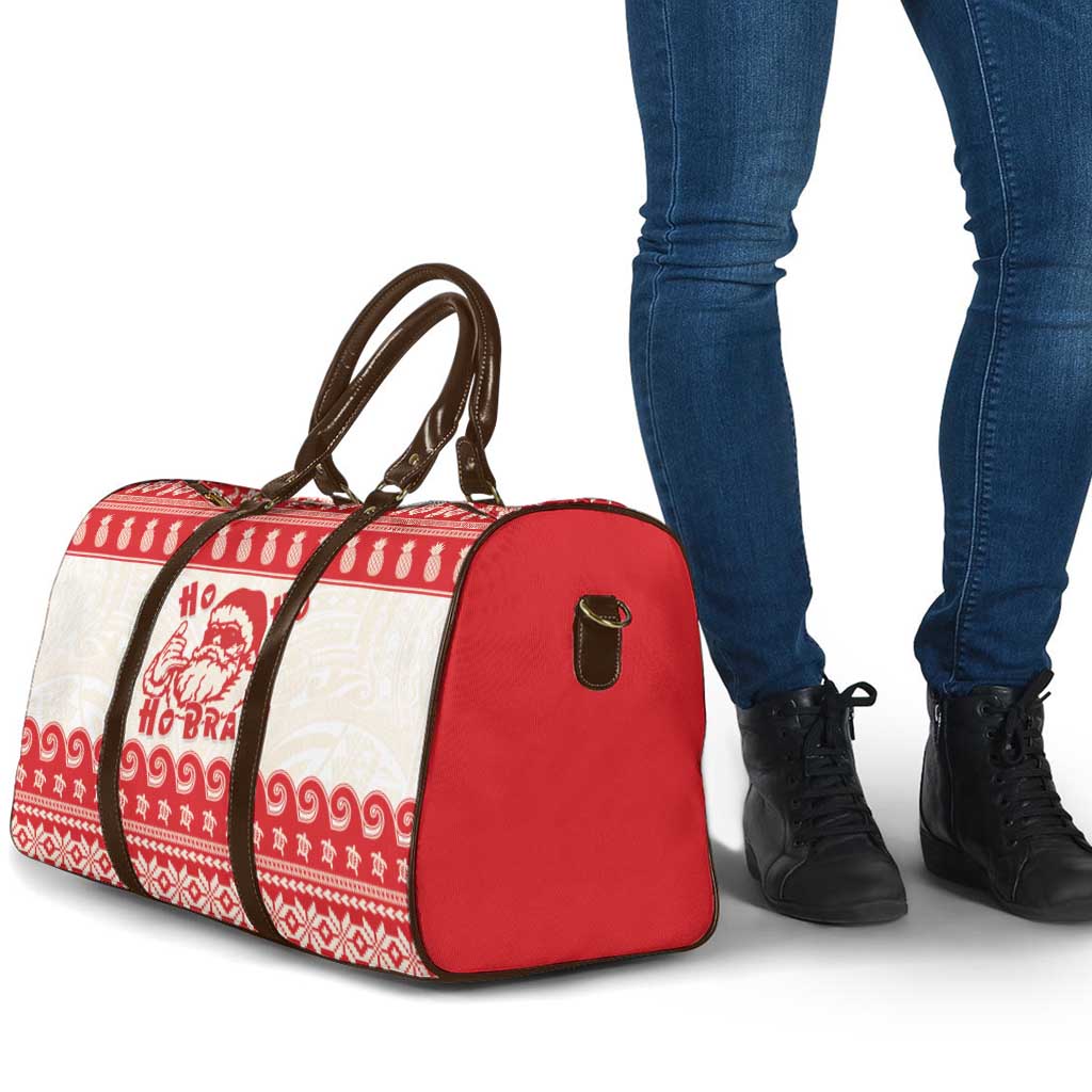 Red Mele Kalikimaka Hawaii Travel Bag Funny Ho Ho Ho Santa Shaka - Polynesian Pride