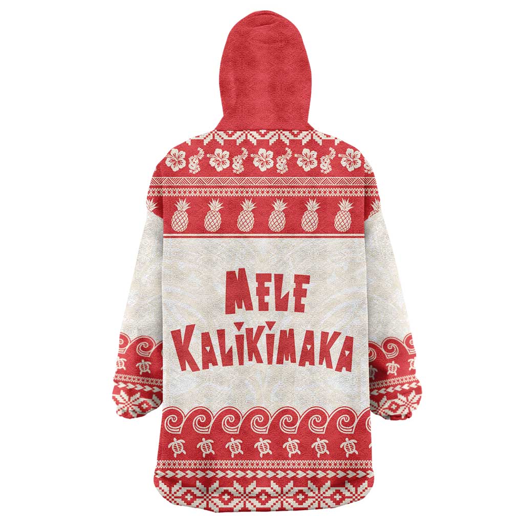 Red Mele Kalikimaka Hawaii Wearable Blanket Hoodie Funny Ho Ho Ho Santa Shaka LT14 - Polynesian Pride