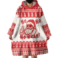 Red Mele Kalikimaka Hawaii Wearable Blanket Hoodie Funny Ho Ho Ho Santa Shaka LT14 - Polynesian Pride