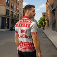 Red Mele Kalikimaka Hawaii Zipper Polo Shirt Funny Ho Ho Ho Santa Shaka LT14 - Polynesian Pride