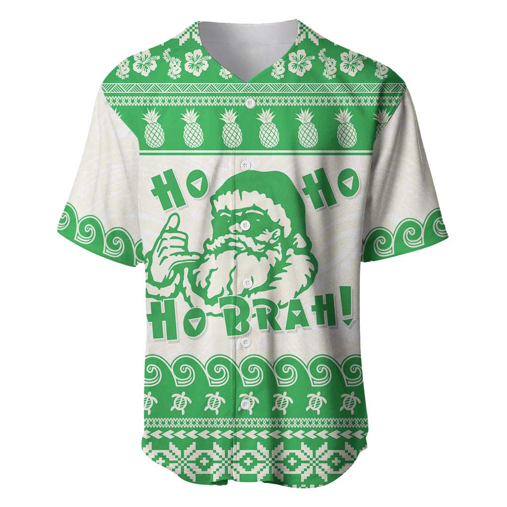 Green Mele Kalikimaka Hawaii Baseball Jersey Funny Ho Ho Ho Santa Shaka - Polynesian Pride