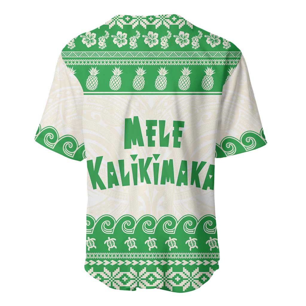 Green Mele Kalikimaka Hawaii Baseball Jersey Funny Ho Ho Ho Santa Shaka - Polynesian Pride
