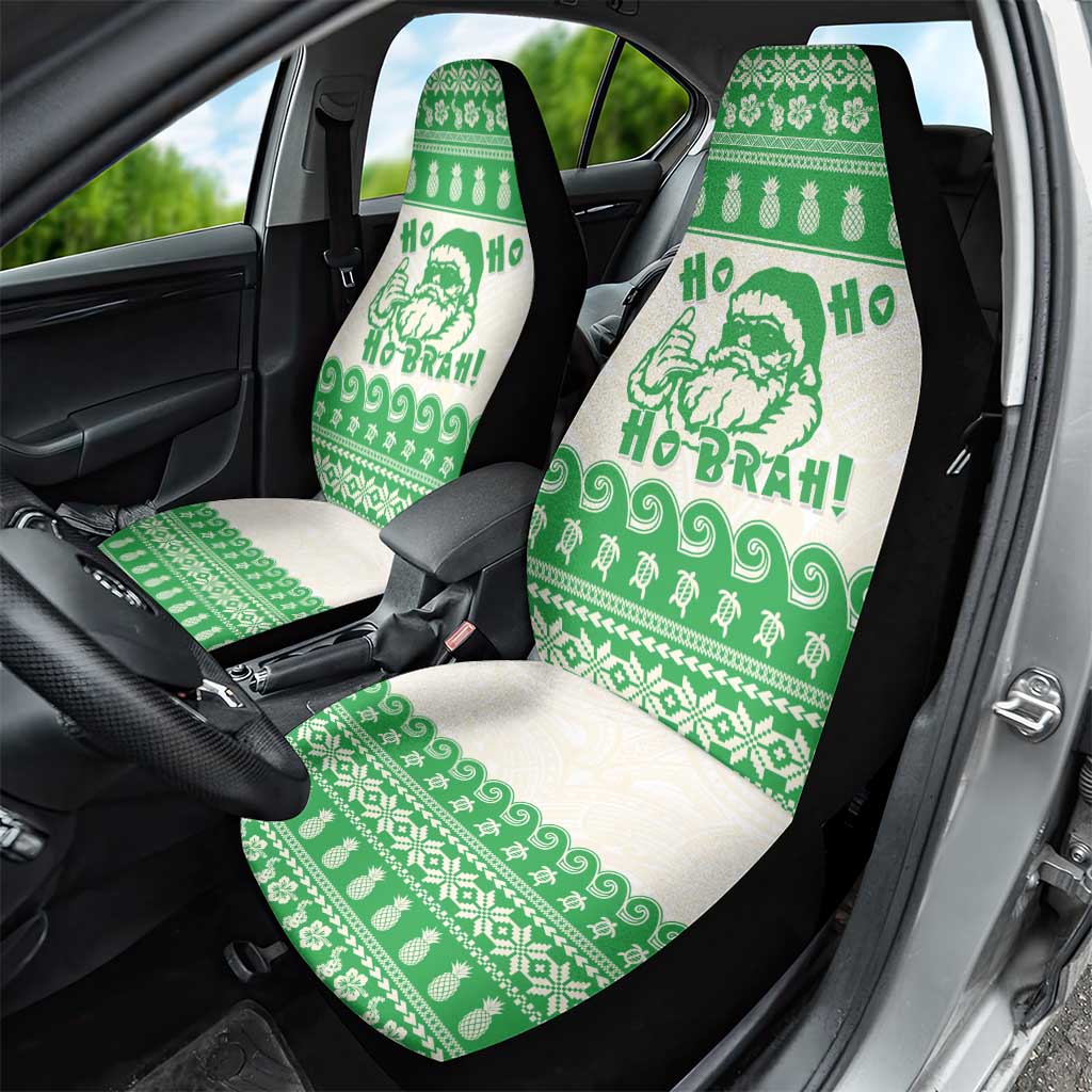 Green Mele Kalikimaka Hawaii Car Seat Cover Funny Ho Ho Ho Santa Shaka LT14 - Polynesian Pride
