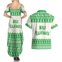 Green Mele Kalikimaka Hawaii Couples Matching Summer Maxi Dress and Hawaiian Shirt Funny Ho Ho Ho Santa Shaka LT14 - Polynesian Pride