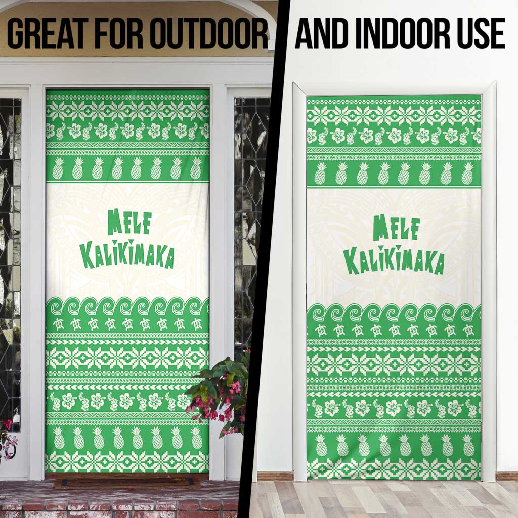 Green Mele Kalikimaka Hawaii Door Cover Funny Ho Ho Ho Santa Shaka LT14 - Polynesian Pride