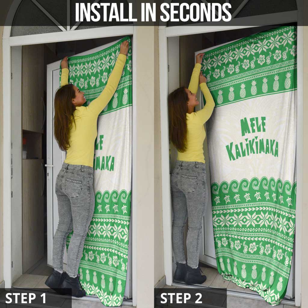 Green Mele Kalikimaka Hawaii Door Cover Funny Ho Ho Ho Santa Shaka LT14 - Polynesian Pride