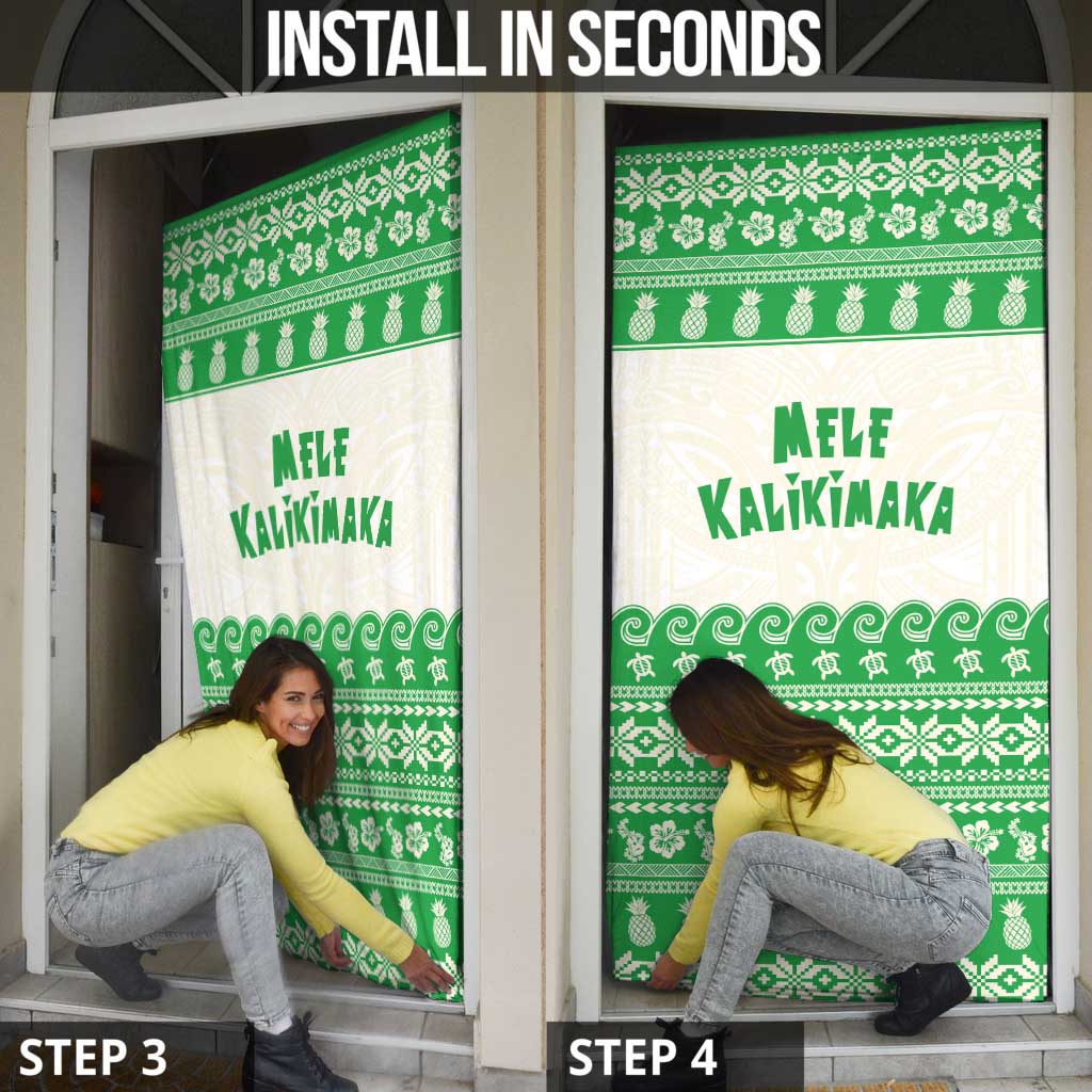 Green Mele Kalikimaka Hawaii Door Cover Funny Ho Ho Ho Santa Shaka LT14 - Polynesian Pride