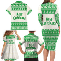 Green Mele Kalikimaka Hawaii Family Matching Long Sleeve Bodycon Dress and Hawaiian Shirt Funny Ho Ho Ho Santa Shaka LT14 - Polynesian Pride
