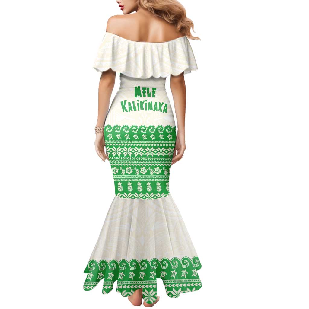 Green Mele Kalikimaka Hawaii Family Matching Mermaid Dress and Hawaiian Shirt Funny Ho Ho Ho Santa Shaka LT14 - Polynesian Pride