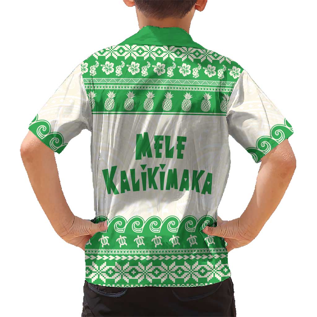 Green Mele Kalikimaka Hawaii Family Matching Off The Shoulder Long Sleeve Dress and Hawaiian Shirt Funny Ho Ho Ho Santa Shaka LT14 - Polynesian Pride