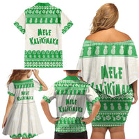 Green Mele Kalikimaka Hawaii Family Matching Off Shoulder Short Dress and Hawaiian Shirt Funny Ho Ho Ho Santa Shaka LT14 - Polynesian Pride