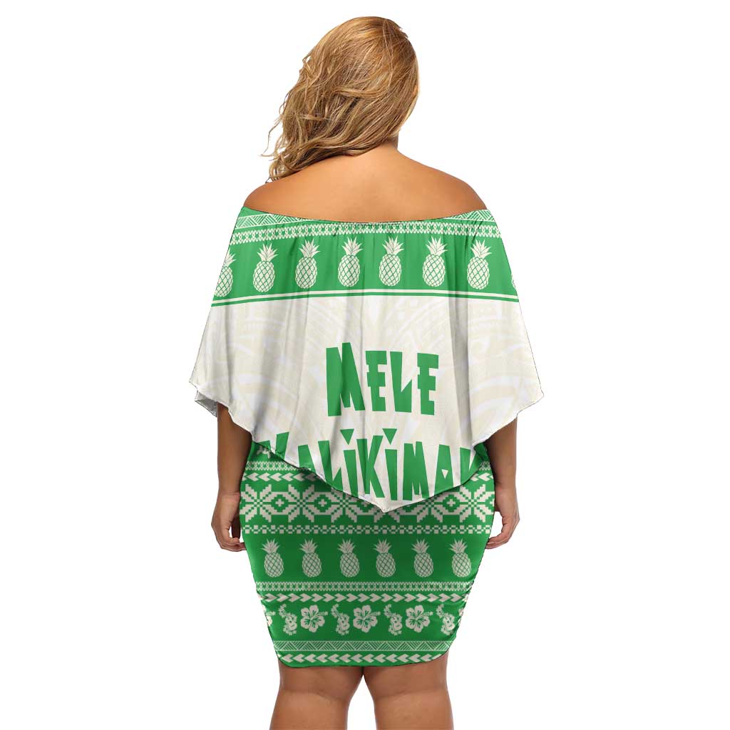 Green Mele Kalikimaka Hawaii Family Matching Off Shoulder Short Dress and Hawaiian Shirt Funny Ho Ho Ho Santa Shaka LT14 - Polynesian Pride