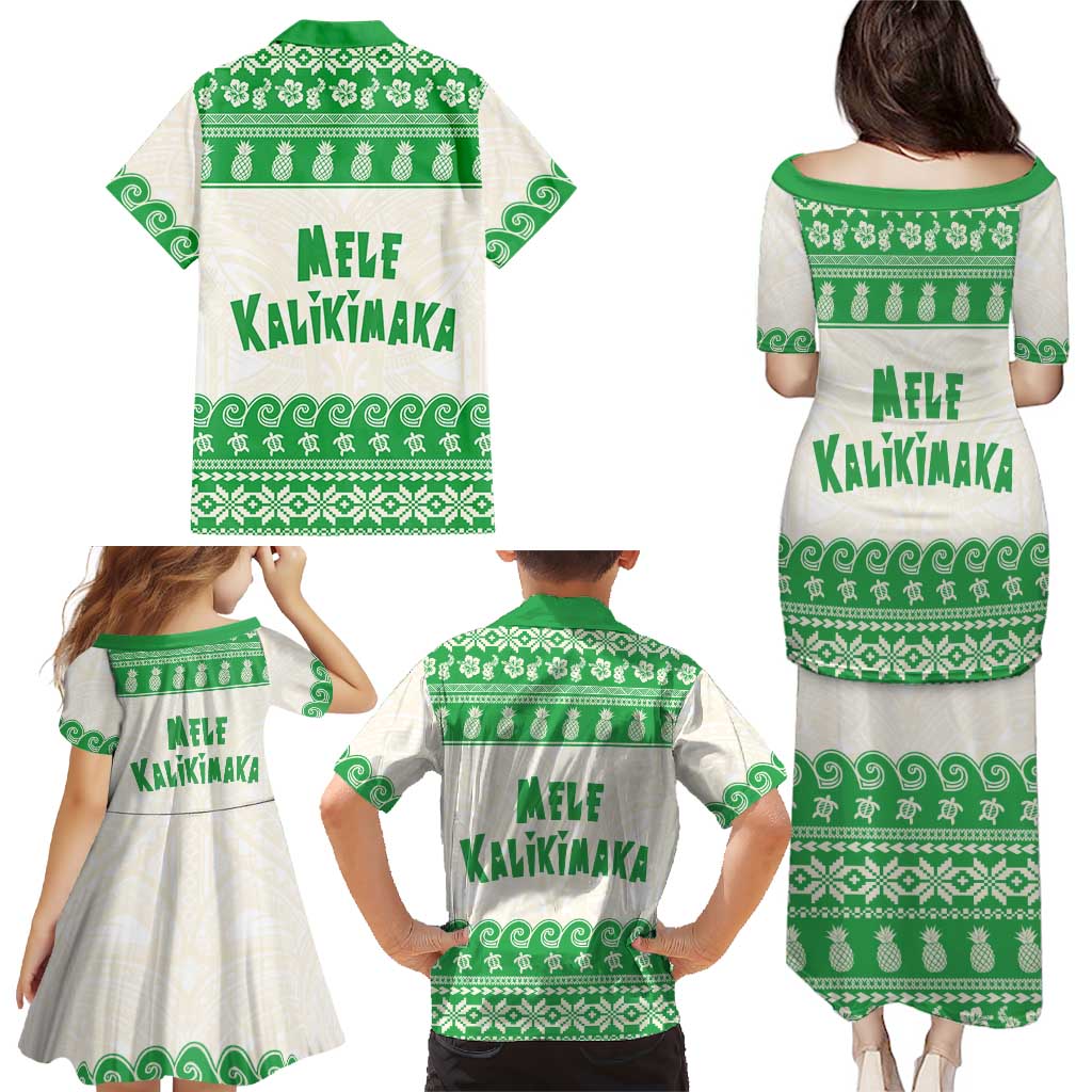 Green Mele Kalikimaka Hawaii Family Matching Puletasi and Hawaiian Shirt Funny Ho Ho Ho Santa Shaka LT14 - Polynesian Pride