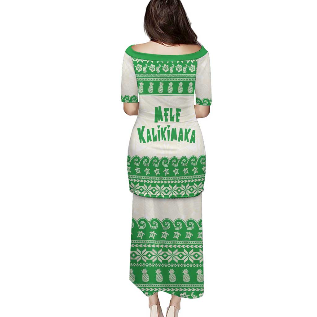 Green Mele Kalikimaka Hawaii Family Matching Puletasi and Hawaiian Shirt Funny Ho Ho Ho Santa Shaka LT14 - Polynesian Pride