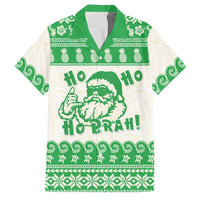 Green Mele Kalikimaka Hawaii Family Matching Summer Maxi Dress and Hawaiian Shirt Funny Ho Ho Ho Santa Shaka LT14 Dad's Shirt - Short Sleeve Green - Polynesian Pride