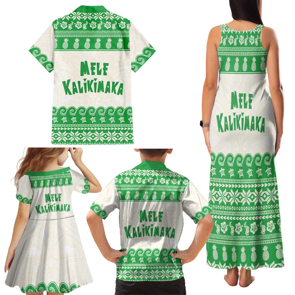 Green Mele Kalikimaka Hawaii Family Matching Tank Maxi Dress and Hawaiian Shirt Funny Ho Ho Ho Santa Shaka LT14 - Polynesian Pride
