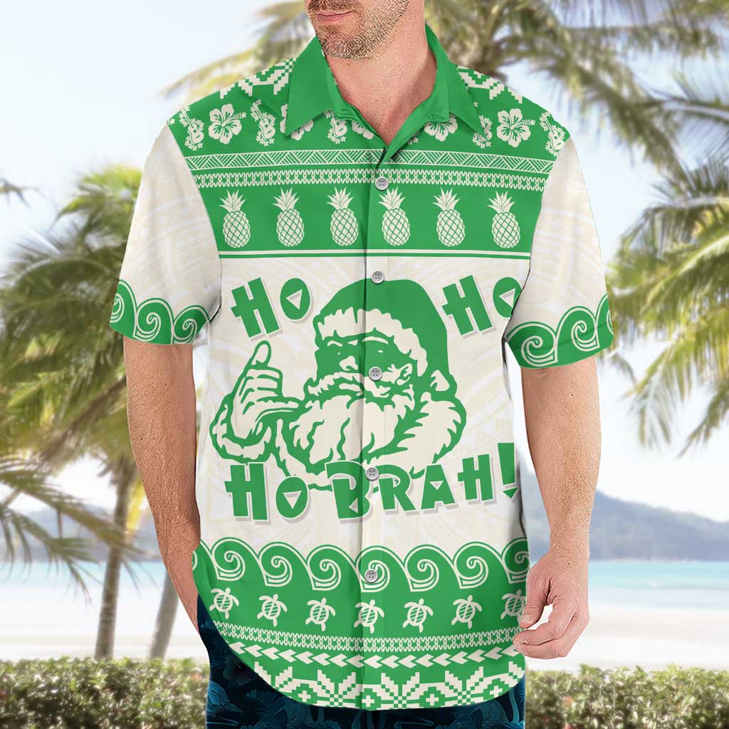 Green Mele Kalikimaka Hawaii Hawaiian Shirt Funny Ho Ho Ho Santa Shaka LT14 - Polynesian Pride