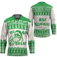 Green Mele Kalikimaka Hawaii Hockey Jersey Funny Ho Ho Ho Santa Shaka LT14 - Polynesian Pride