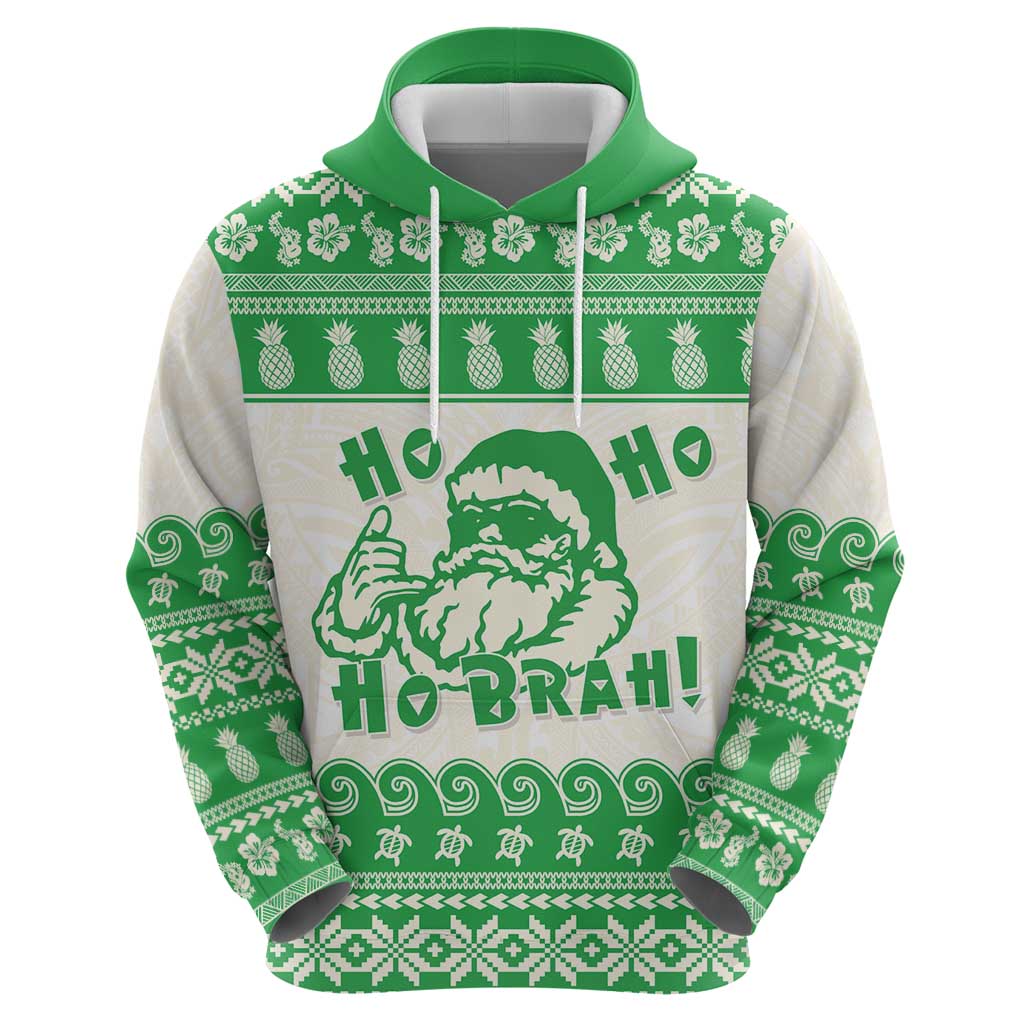 Green Mele Kalikimaka Hawaii Hoodie Funny Ho Ho Ho Santa Shaka LT14 - Polynesian Pride