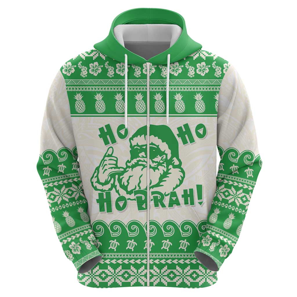 Green Mele Kalikimaka Hawaii Hoodie Funny Ho Ho Ho Santa Shaka LT14 - Polynesian Pride