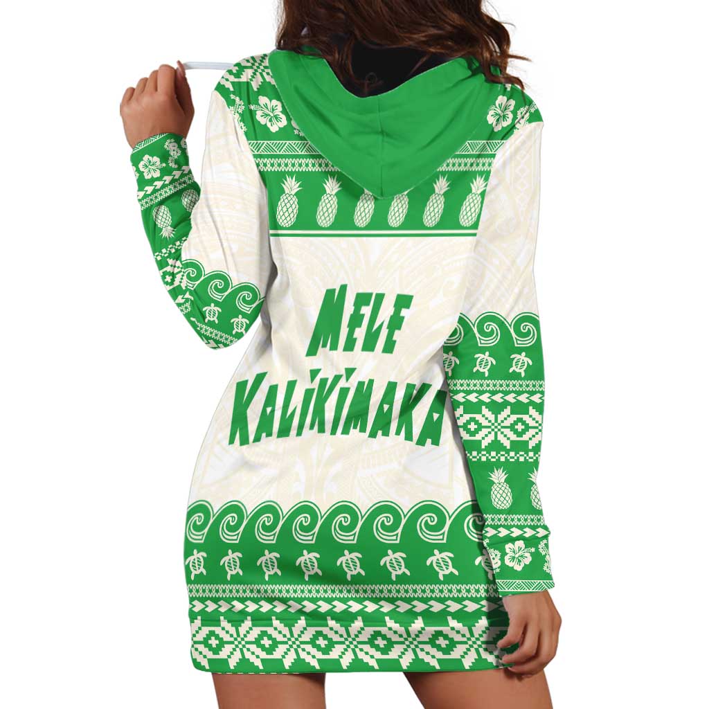 Green Mele Kalikimaka Hawaii Hoodie Dress Funny Ho Ho Ho Santa Shaka LT14 - Polynesian Pride
