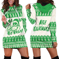 Green Mele Kalikimaka Hawaii Hoodie Dress Funny Ho Ho Ho Santa Shaka LT14 - Polynesian Pride