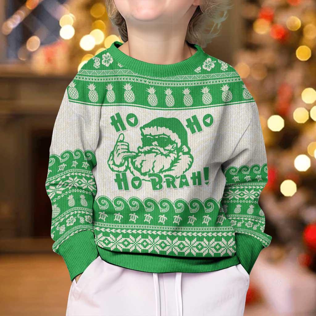 Green Mele Kalikimaka Hawaii Kid Ugly Christmas Sweater Funny Ho Ho Ho Santa Shaka LT14 - Polynesian Pride