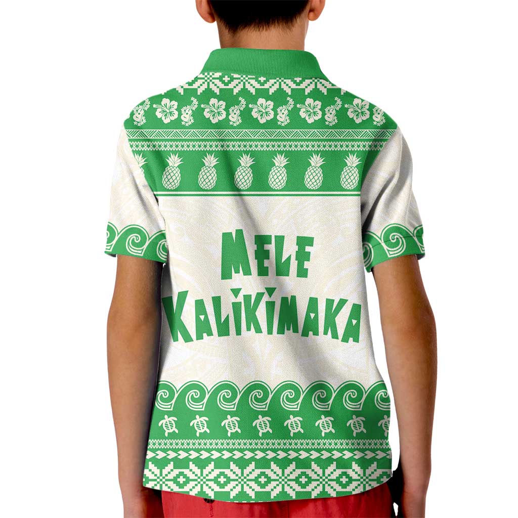 Green Mele Kalikimaka Hawaii Kid Polo Shirt Funny Ho Ho Ho Santa Shaka LT14 - Polynesian Pride
