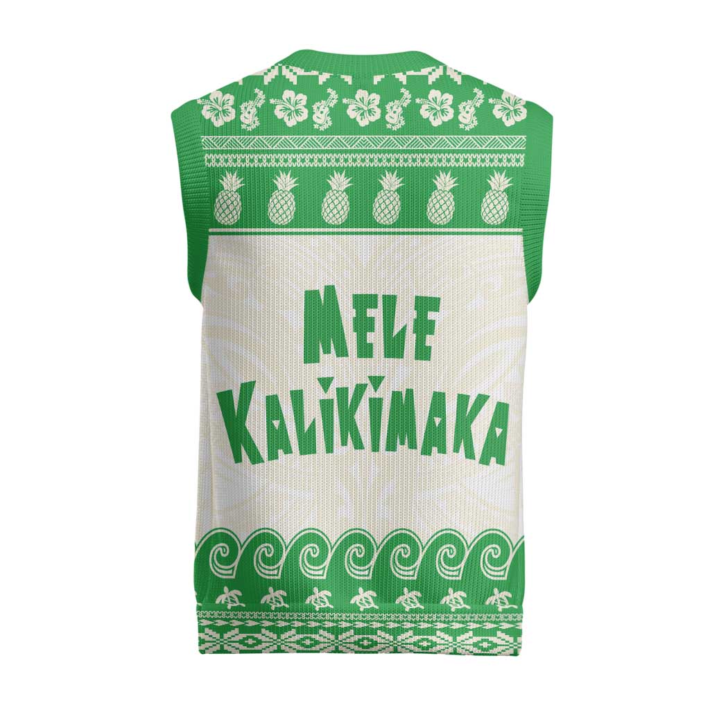 Green Mele Kalikimaka Hawaii Christmas Knitted V-Neck Vest Funny Ho Ho Ho Santa Shaka LT14 - Polynesian Pride