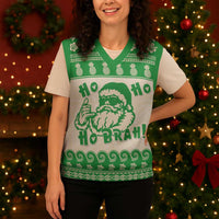 Green Mele Kalikimaka Hawaii Christmas Knitted V-Neck Vest Funny Ho Ho Ho Santa Shaka LT14 - Polynesian Pride