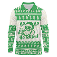 Green Mele Kalikimaka Hawaii Long Sleeve Polo Shirt Funny Ho Ho Ho Santa Shaka LT14 Green - Polynesian Pride