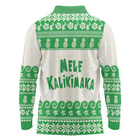 Green Mele Kalikimaka Hawaii Long Sleeve Polo Shirt Funny Ho Ho Ho Santa Shaka LT14 - Polynesian Pride