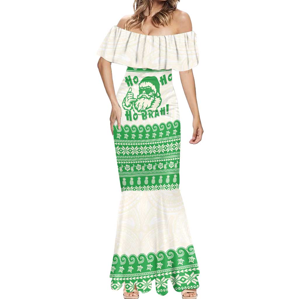 Green Mele Kalikimaka Hawaii Mermaid Dress Funny Ho Ho Ho Santa Shaka LT14 - Polynesian Pride