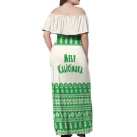Green Mele Kalikimaka Hawaii Off Shoulder Maxi Dress Funny Ho Ho Ho Santa Shaka LT14 - Polynesian Pride