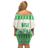 Green Mele Kalikimaka Hawaii Off Shoulder Short Dress Funny Ho Ho Ho Santa Shaka LT14 - Polynesian Pride