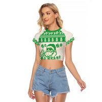 Green Mele Kalikimaka Hawaii Raglan Cropped T Shirt Funny Ho Ho Ho Santa Shaka LT14 Female Green - Polynesian Pride
