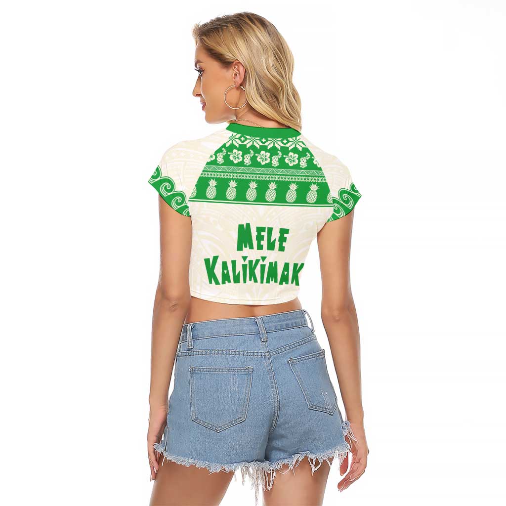 Green Mele Kalikimaka Hawaii Raglan Cropped T Shirt Funny Ho Ho Ho Santa Shaka LT14 - Polynesian Pride