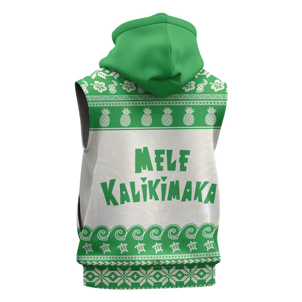 Green Mele Kalikimaka Hawaii Sleeveless Hoodie Funny Ho Ho Ho Santa Shaka LT14 - Polynesian Pride