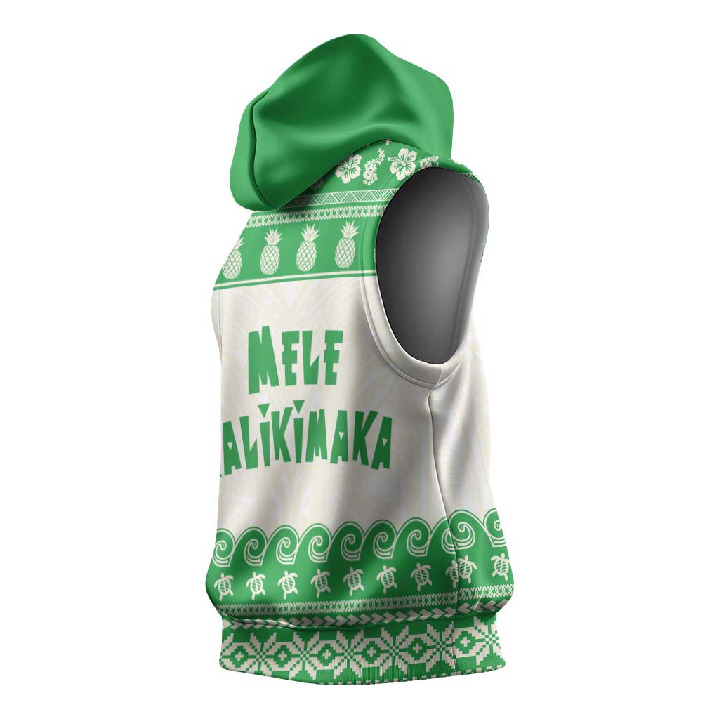 Green Mele Kalikimaka Hawaii Sleeveless Hoodie Funny Ho Ho Ho Santa Shaka LT14 - Polynesian Pride