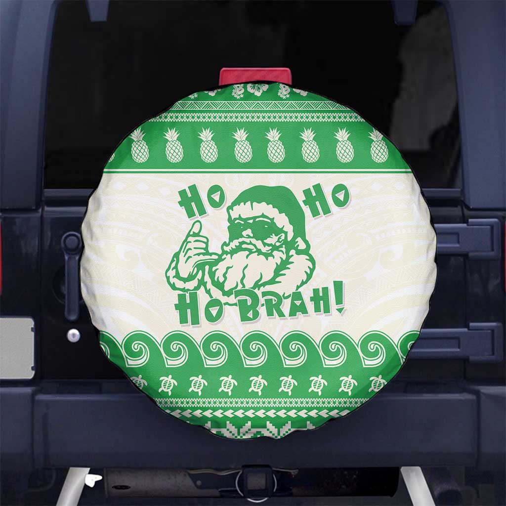 Green Mele Kalikimaka Hawaii Spare Tire Cover Funny Ho Ho Ho Santa Shaka LT14 No hole Green - Polynesian Pride