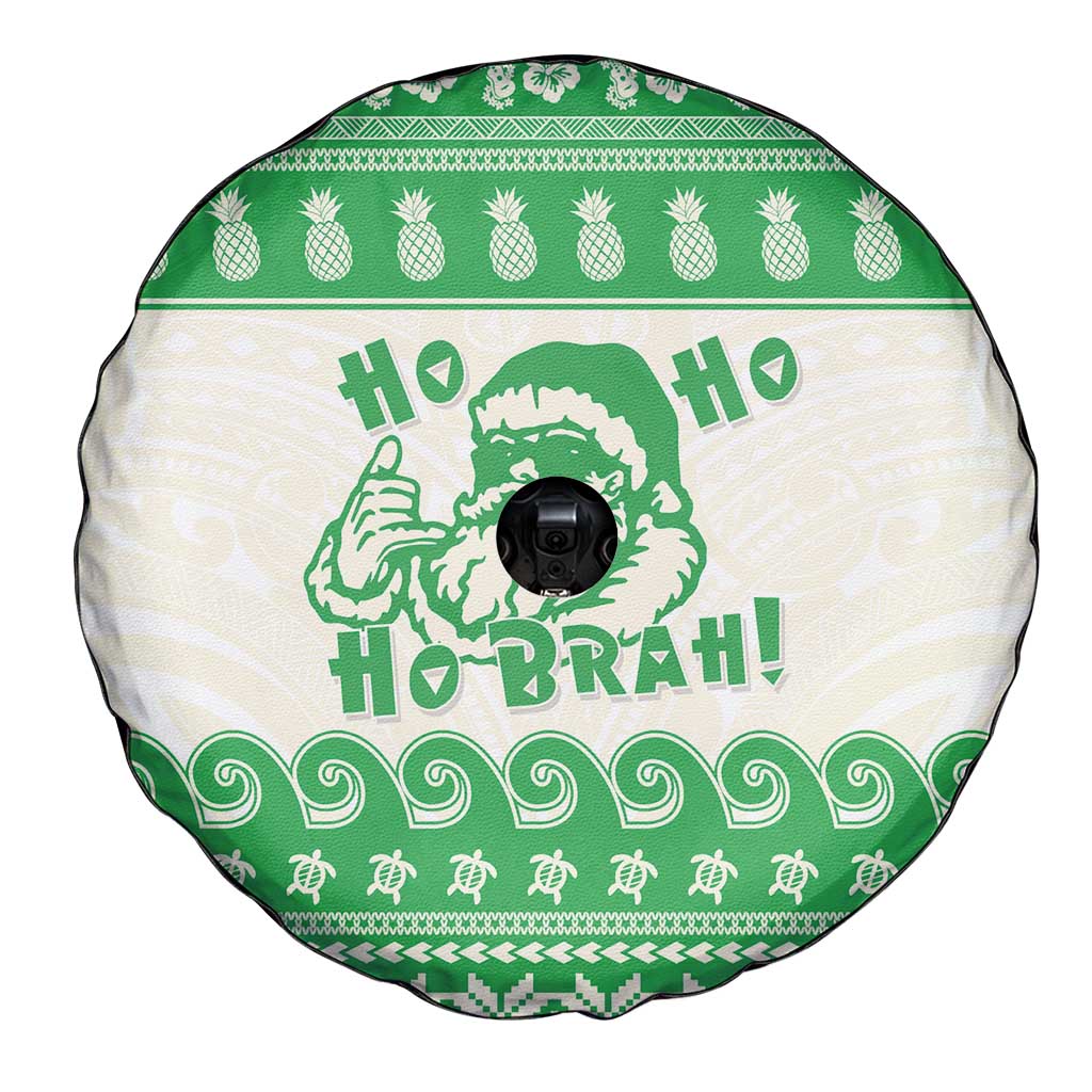 Green Mele Kalikimaka Hawaii Spare Tire Cover Funny Ho Ho Ho Santa Shaka LT14 - Polynesian Pride